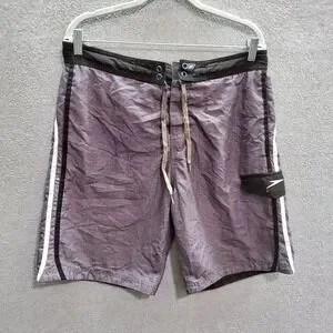 Speedo Men Swimwear Medium Gray Swim Trunks Drawstring Cargo Pocket 9" Inseam