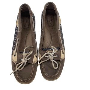 Sperry Sequin Boat Shoes Women’s 8.5 Gray Blue Sparkle Loafers Slip On Comfort