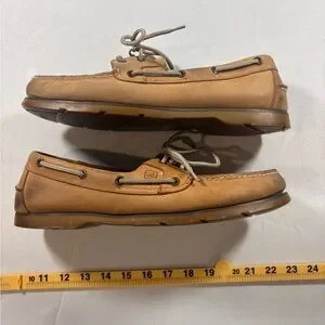 Sperry Top Sider Tarpon 2-Eye Boat Shoes Men's 11.5 Wide Brown Leather Scuffed