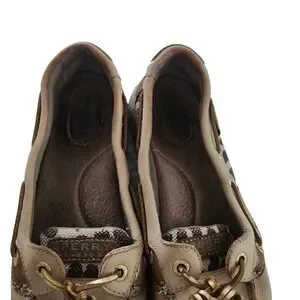 Sperry Women's Size 7 Tan Gold Animal Print Boat Shoes