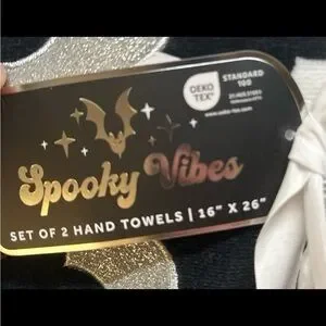 Spooky Vibes Glitter Bat Hand Towels