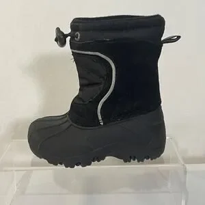Sporto Toddler Boys Winter Boots Size 5 Black Suede Rubber Waterproof Pull On