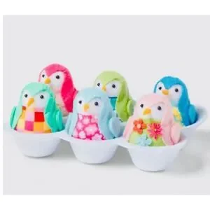SPRITZ Featherly Friends SET Of 6 Mini Fabric Bird In Felt Easter Egg Carton NEW