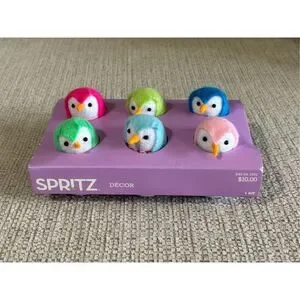 SPRITZ Featherly Friends SET of 6 Mini Fabric Bird in Felt Easter Egg Carton NEW