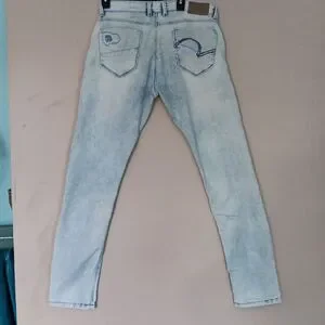 Spykar Jeans Mens 34x32 Blue Light Wash Low Rise Ultra Slim Thigh Narrow Stretch