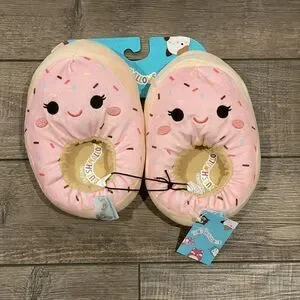 Squishmallow Slippers Girls Pink Dabria Donut Doughnut Plush Size 13-1 NEW