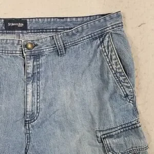 St Johns Bay Cargo Shorts Mens 40 Denim Utility Pockets Relaxed Outdoor Classic