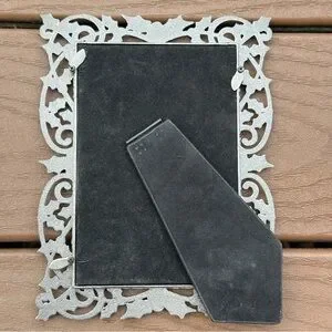 St. Nicholas Square Pewter Picture Frame Jeweled Holly Berries 4x6