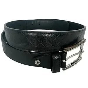 Stacy Adams Black Leather Belt Size 34 Nickel Buckle Mens Dress Belt Classic