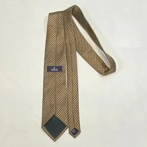 Stafford Basket Weave Brown Gold Black Polyester Necktie Classic Business Tie