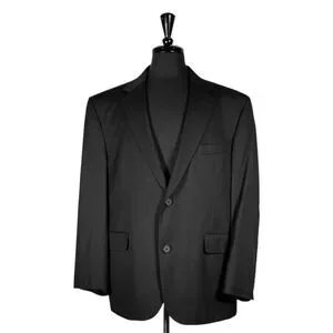 Stafford Mens Blazer Black 100% Wool 2 Button Classic Fit Jacket Sport Coat 44R