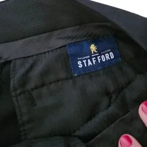 Stafford Mens Travel Classic Fit Black Super Trouser Dress Pants (Size 34 X 30)