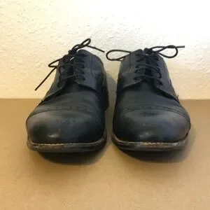 STAFFORD Oxford Cap Shoes Men's Size 12 Black Leather Black Tie