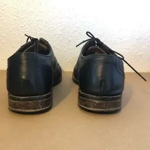 STAFFORD Oxford Cap Shoes Men's Size 12 Black Leather Black Tie