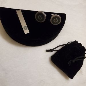 Stainless Steel Power Button Cufflink & Tie clip
