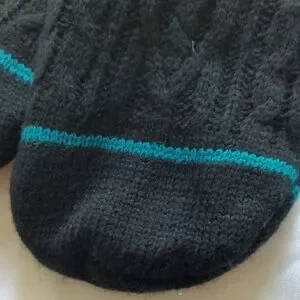 Stance Black Cable Knit Socks With Teal Accent M 6-8.5 W 8-10.5
