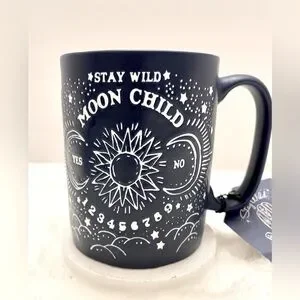 Stay Wild Moon Child Navy Blue and White Metaphysical Child Ceramic Mug …