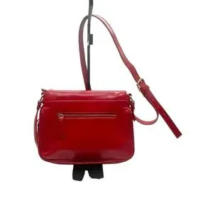 Stefano Di Roma Red Leather Gold Hardware Crossbody Shoulder Bag Purse