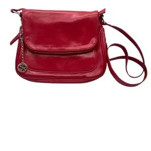 Stefano Di Roma Red Leather Gold Hardware Crossbody Shoulder Bag Purse