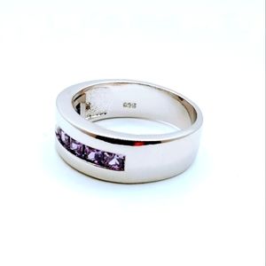 STERLING SILVER AMETHYST MULTI STONE BAND