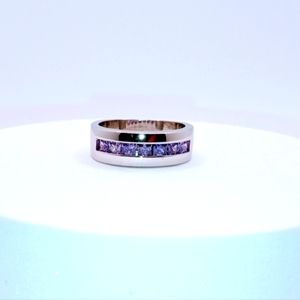 STERLING SILVER AMETHYST MULTI STONE BAND