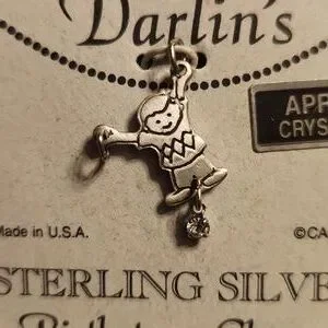 Sterling Silver April Birthstone Pendant BOY AND Girl