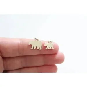 Sterling Silver Mama Bear And Baby Bear Charm Set