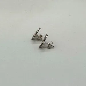 Sterling Silver Snowflake Earrings Crystal Studs Winter Holiday Pierced 0.50"