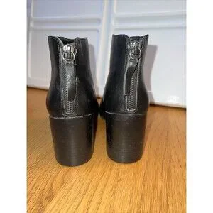 STEVE MADDEN Black Leather High Heel Ankle Boots Back Zip 7.5‎ M