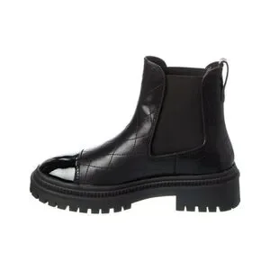Steve Madden Women's Mayslie Black Patent Leather Cap-Toe Chelsea Booties Sze8.5