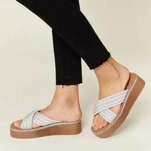 Strappy Sparkly Wedge Slip On’s