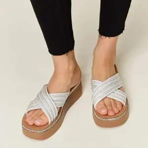 Strappy Sparkly Wedge Slip On’s