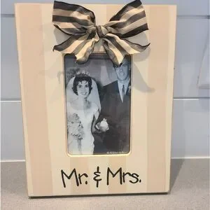 Striped Cream and Black 'Mr. & Mrs.' Photo Frame By Ribbit Ribbit