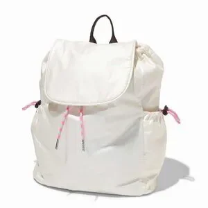 Stylish Cream nylon Backpack with Pink Accents