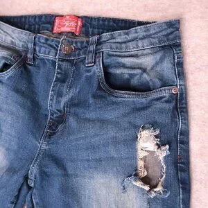 Stylo Skinny Jeans Distressed Dark Washed Blue Denim Stretch Men's Actual 32x29