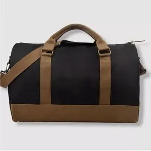 Sun + Stone Men's Black Reed Colorblocked Duffel Bag In Black & Tan NWT $100