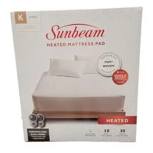 Sunbeam King Electric Heated Mattress Pad Personalized‎ Dual Zones Controllers