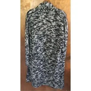 Sundance Black White Cable Knit Longline Cardigan Coat Duster Sweater Boho Soft
