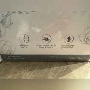 Surefit Mattress Protector For Adjustable Bed 100% Terry Cotton White Split King