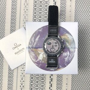 Swatch X Omega Moonswatch Mission To Earthphase Watch Velcro Band