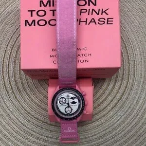 Swatch x Omega Moonswatch Mission To The Pink Moonphase Watch Velcro Band