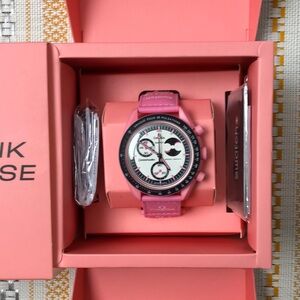 Swatch x Omega Moonswatch Mission To The Pink Moonphase Watch Velcro Band