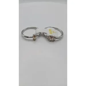 Swirling Stars Above Rhodium Plated Ring With Lemon Cubic Zirconia Size 7