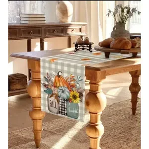 Table Runner Fall Gray White 13x48 Inch