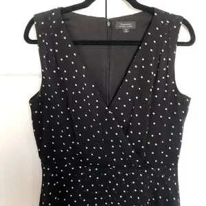 Tahari Black And White Polka Dot Sleeveless Lined Dress Size 8