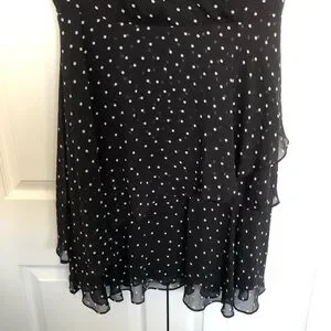 Tahari Black And White Polka Dot Sleeveless Lined Dress Size 8
