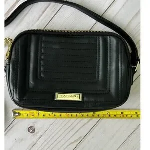 Tahari Black Women's Crossbody Purse Vegan Leather
