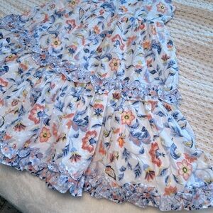 Tahari Blue And Orange Ruffled Sundress