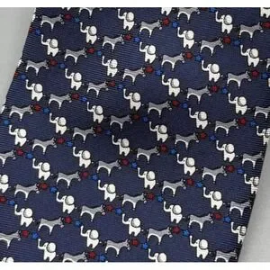 Tailor Byrd Collection Tie Mens Blue Donkey Elephant Political Star Silk Necktie