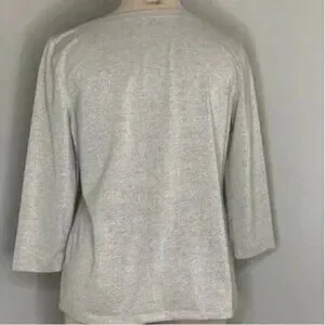 Talbots Women's Silver Gray Metallic Bateau Shirt Size MP